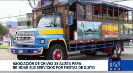 Más de 60 chivas están en proceso de acreditación para brindar servicio durante las fiestas de Fundación de Quito. Quince de ellas ya fueron aprobadas por el Municipio.

Un reportaje de Juan Miguel Rodríguez