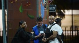 Familiares de los cuatro niños de Las Malvinas, participan en una diligencia de reconstrucción de los hechos.