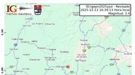 Un sismo de 3,4 se registró la tarde de este sábado 13 de diciembre del 2025.