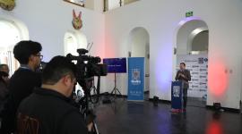 El alcalde de Quito, Pabel Muñoz, en su habitual conferencia de prensa este martes 16 de diciembre del 2025