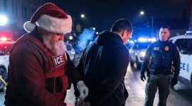 Un video promocional del ICE muestra a un agente de migración vestido de Papá Noel.