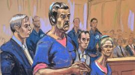 Fotografía de un dibujo en el que aparece el presidente de Venezuela, Nicolás Maduro, en una corte de Nueva York.