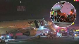 Ocho llantas explotan en un aterrizaje forzoso en Atlanta EE.UU.