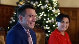 Daniel Noboa en el Palacio de Carondelet junto a la canciller Gabriela Sommerfeld