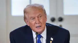 Donald Trump durante una conferencia de prensa este miércoles 14 de enero del 2026.