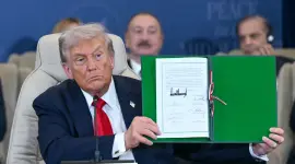 Trump firmó un acuerdo de paz y alto al fuego en Gaza, en octubre de 2025.