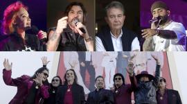 Desde arriba Paloma San Basilio, Juanes, Manolo Díaz, Arcángel, y Los Bukis (abajo).