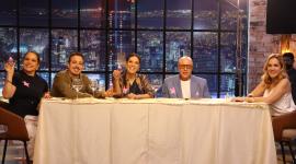 Chef Cecilia Cedeño, Iñaki Murúa, Carolina Sánchez, Jorge Rausch e Irene González en el reto de baby shower de MasterChef Celebrity Ecuador.