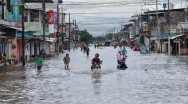 Varios sectores del cantón Milagro estan bajo el agua debido a las fuertes lluvias.