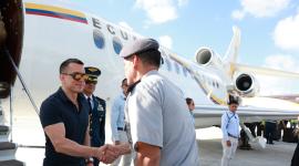 El presidente de Ecuador, Daniel Noboa, durante su arribo a Estados Unidos en el penúltimo viaje que realizó.