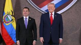 Noboa y Donald Trump en la cumbre Escudo de las Américas, en Miami.