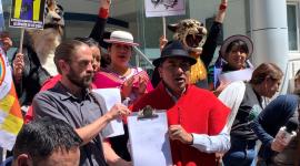 Ecuarrunari  y el grupo Yasunidos presentaron una demanda de inconstitucionalidad a la Ley Minera en la Corte Constitucional. Fotos: API / Jorge Aguirre