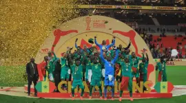 La selección de Senegal celebró su triunfo en la Copa africana de fútbol.