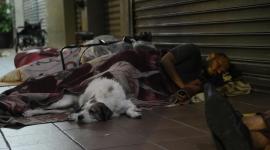 Las personas que viven en la calle permanecen en sus refugios durante el toque de queda.