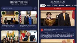 Combo de fotografías tomadas de la tienda virtual de Google que muestra la aplicación de noticias "The White House" ("La Casa Blanca") lanzada este viernes.