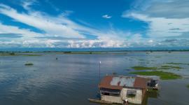 Casas afectadas por una inundación en Jujan, provincia del Guayas (Ecuador)