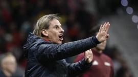 El seleccionador Sebastián Beccacece, durante el partido entre Marruecos y Ecuador en el estadio Metropolitano, en Madrid.