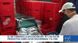 SRI corrige aplicación del 15% de IVA en productos de la canasta básica que no deben gravar el impuesto. Esto luego de reclamos de sectores productivos. Un reportaje de Ricardo Cruzatty