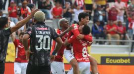 Ibarra, Domingo 5 de abril del 2026 Cotejo entre Leones FC vs Delfin, por la Fecha 7, de la primera Etapa de la Serie A, del Fútbol Ecuatoriano,  Ligaecuabet 2026 en el Estadio Olímpico Ciudad de Ibarra. Fotos:Juan Carlos Cevallos/API