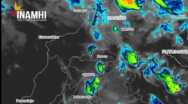 Através de imágenes satelitales se observa presencia de lluvias acompañadas de tormentas en Pichincha.