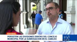 El Concejo Municipal de Guayaquil enfrenta divisiones internas por la figura de la subrogación, mientras sectores impulsan la salida definitiva del alcalde del cargo.