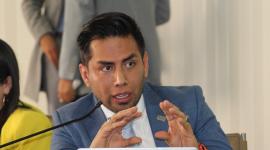 Imagen del entonces juez Christian Quito en una reunión con el presidente de la Judicatura, Wilman Terán, el 9 de junio de 2023.