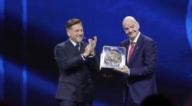 Alejandro Domínguez, presidente de Conmebol, junto a Gianni Infantino, de la FIFA