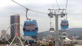 Cabinas del sistema de transporte Aerosuspendido Aerovía, que conecta a Durán con Guayaquil.