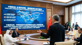 Ilustra gráficamente el cambio estratégico de China hacia Medio Oriente.
