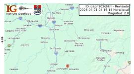 Un sismo se registró la mañana de este martes en la provincia de Bolívar, en la Sierra Centro.