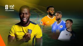 Enner Valencia, capitán de Ecuador; Franck Kessié (Costa de Marfil); Leandro Bacuna (Curazao); Joshua Kimmich (Alemania)