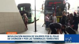 El Peaje de Chongón y la Terminal Terrestre registran un flujo constante de ciudadanos que regresan de los balnearios y destinos turísticos del país. Un reportaje de Jazmín Solís