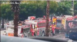 Incendio de bus en la av. Francisco de Orellana en Guayaquil