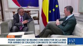 Pedro Sánchez se reunió con el director de la OMS para ultimar detalles del arribo del crucero con brote de hantavirus.