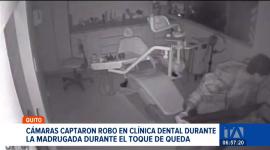 Pese al toque de queda vigente, , un delincuente logró ingresar a un centro odontológico en el norte de Quito durante la madrugada. Un reportaje de Juan Miguel Rodríguez