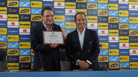 Francisco Egas, presidente de la FEF, en el evento de este jueves 14 de mayo.