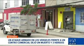 Sujetos en motocicleta dispararon contra un hombre dentro de un restaurante en la avenida Francisco de Orellana; las balas impactaron en varios locales comerciales del sector.