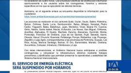 Por disposición presidencial, las jornadas afectadas no serán facturadas en la planilla de luz.