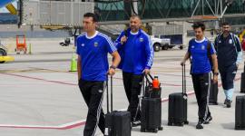 El entrenador de Argentina, Lionel Scaloni, llega con su equipo técnico para la Copa Mundial de la FIFA 2026 al Aeropuerto Internacional de Kansas City el 31 de mayo de 2026 en Kansas City, Missouri.