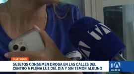 Comerciantes y peatones del centro de Guayaquil denuncian la falta de control ante el consumo de droga. Este problema afecta al comercio. Un reportaje de Jazmín Solís