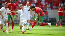 El volante marroquí, Abde Ezzalzouli, durante el amistoso entre Marruecos y Noruega en el Sports Illustrated Stadium de Harrison, en Nueva Jersey