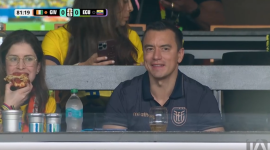 El presidente Daniel Noboa durante el partido de Ecuador vs. Costa de Marfil, en Filadelfia