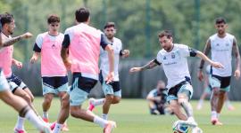 El astro argentino Messi en un entrenamiento con Argentina