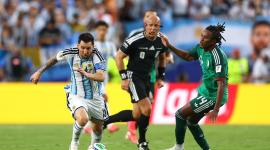 Messi en el partido del Mundial en la goleada del debut mundialista.