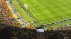 Hinchas colombianos protagonizan aparatosa caída tras celebrar un gol
