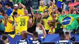 El festejo de los hinchas de Brasil