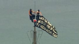 Desde la cima del Empire State Building, la pareja hizo una declaración a favor del amor y en contra de los conflictos por el poder