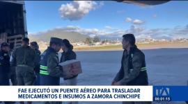 Personal de la FAE coordinó el envío de medicamentos e insumos médicos hacia Zamora Chinchipe, la operación logística busca garantizar una atención médica oportuna a las familias damnificadas por el desastre natural.
