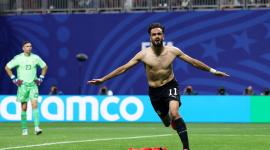 Estadio de Atlanta, Atlanta, Georgia, EE. UU. - 7 de julio de 2026. Mostafa Zico, de Egipto, celebra un gol antes de que fuera anulado tras una revisión del VAR.