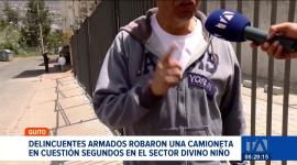En el sector El Divino Niño, hombres armados interceptaron a un conductor para robarle su camioneta. El robo de este tipo de vehículos ya representa el 54% de las denuncias. Un reportaje de Gustavo Jaramillo